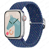 حزام مضفر حلقي لساعة أبل ألترا باند 49 مم 44 مم 40 مم 45 مم 41 مم 42 مم 38 مم سوار مرن سولو iWatch series 9 8 7 6 se 3